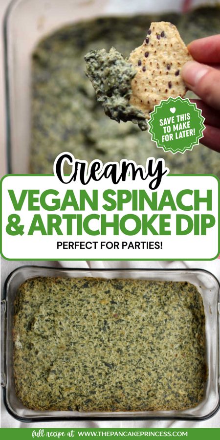 Vegan spinach and artichoke dip pin